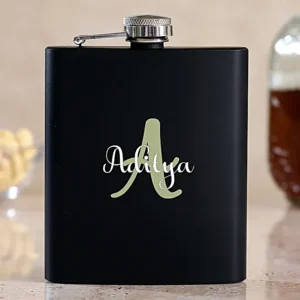 Personalised UV Print Black Hip Flask