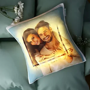Yellow LED Personalised Love Cushion