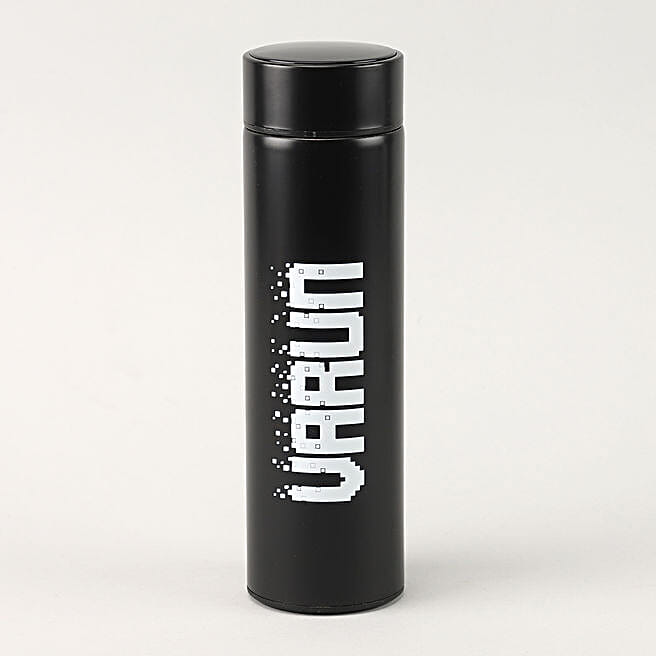Personalised LED Black Temperature Bottle