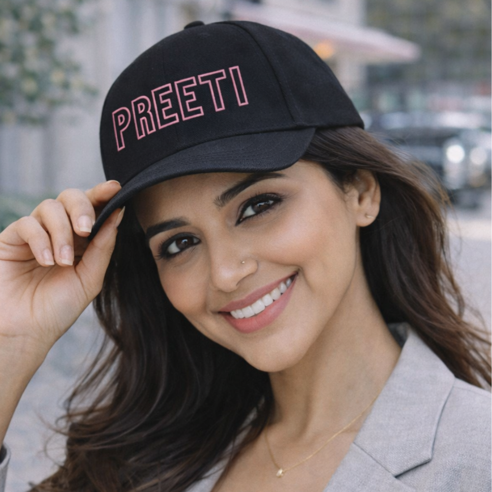 Black Cap For Women with Name