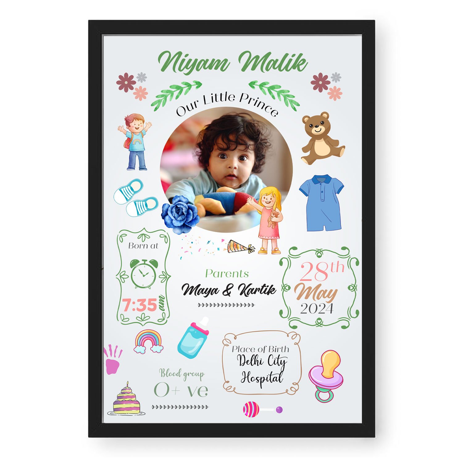 Personalized New Born Baby Bio Photo Frame